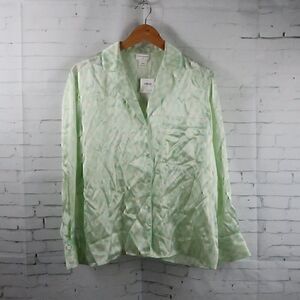 CLUB MONACO GREEN & YELLOW SILK CHEMISE PAJAMA SHIRT SIZE MEDIUM